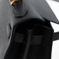 Hermes Black Veau Epsom Leather Kelly II Sellier 28