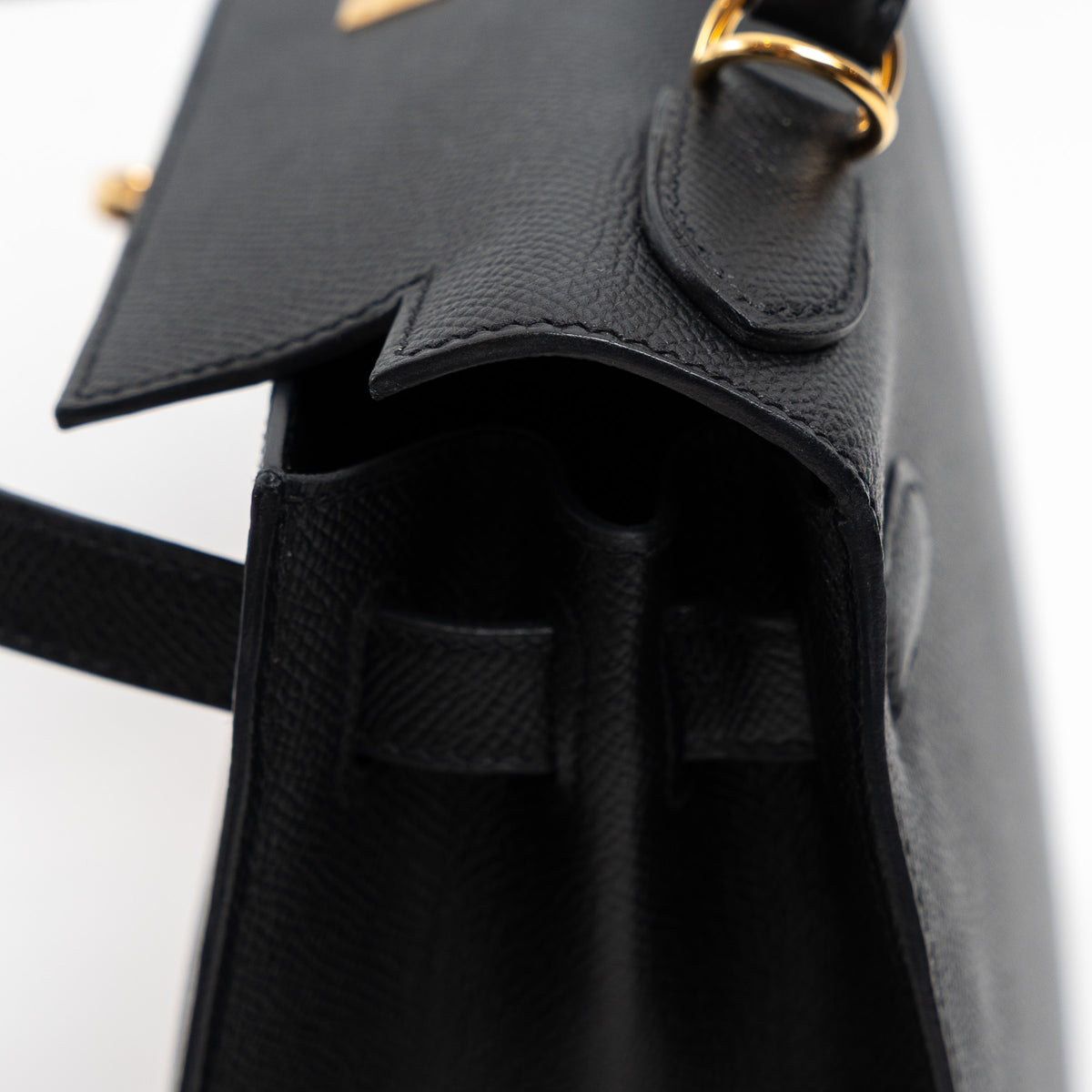 Hermes Black Veau Epsom Leather Kelly II Sellier 28