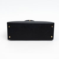 Hermes Black Veau Epsom Leather Kelly II Sellier 28