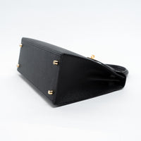 Hermes Black Veau Epsom Leather Kelly II Sellier 28
