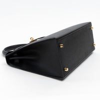 Hermes Black Veau Epsom Leather Kelly II Sellier 28