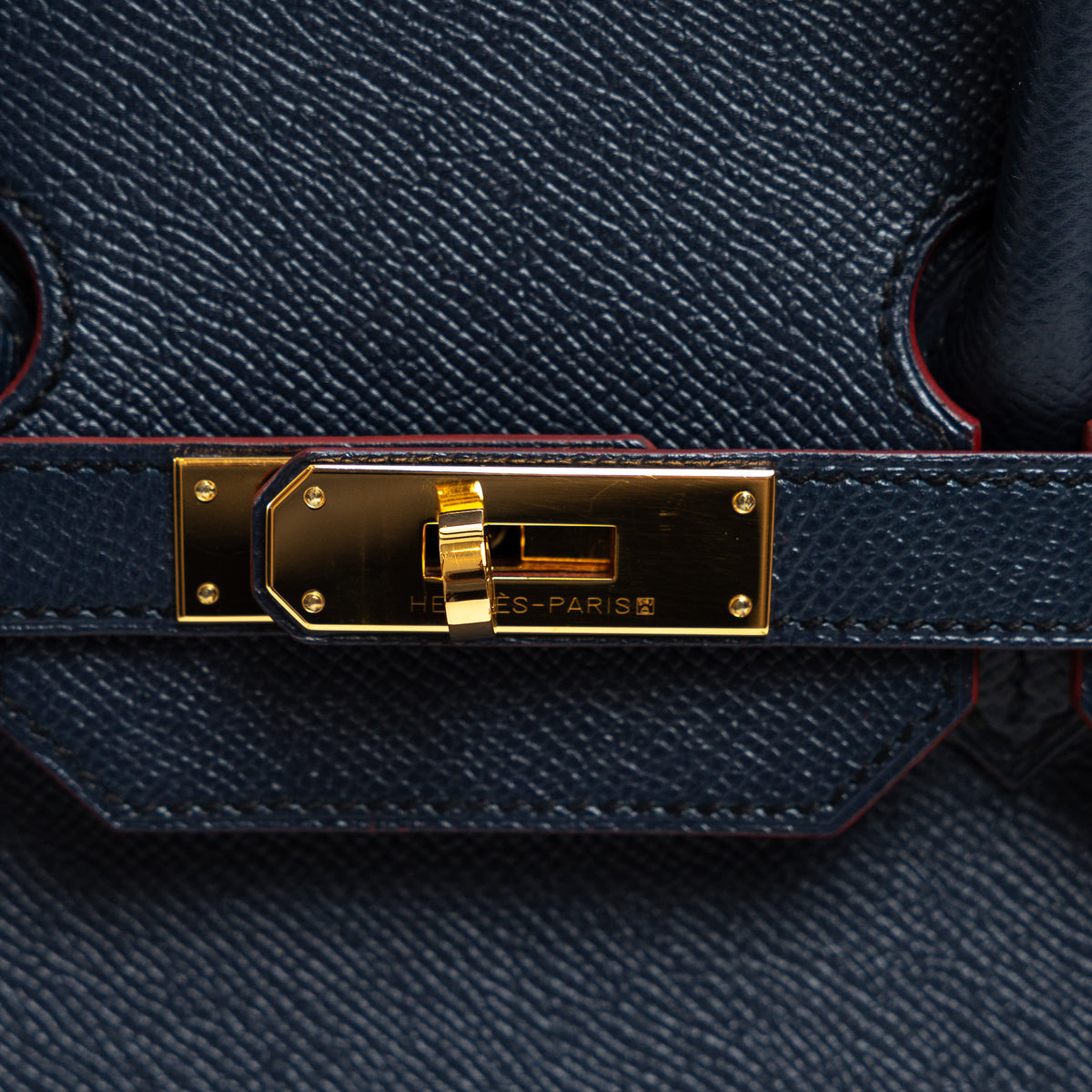 Hermes Blue Indigo and Rouge Epsom Leather Contour Birkin 35