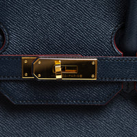 Hermes Blue Indigo and Rouge Epsom Leather Contour Birkin 35