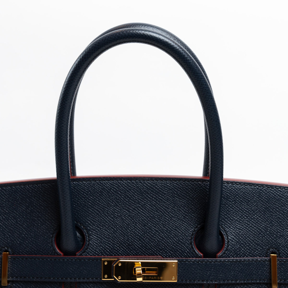 Hermes Blue Indigo and Rouge Epsom Leather Contour Birkin 35