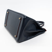 Hermes Blue Indigo and Rouge Epsom Leather Contour Birkin 35