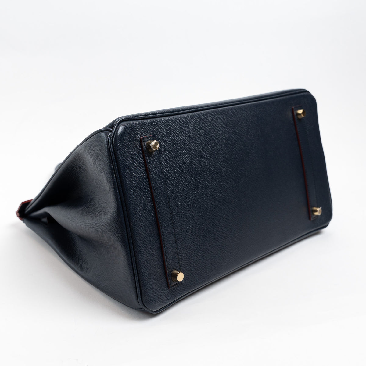 Hermes Blue Indigo and Rouge Epsom Leather Contour Birkin 35