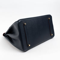 Hermes Blue Indigo and Rouge Epsom Leather Contour Birkin 35