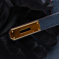 Hermes Blue Indigo and Rouge Epsom Leather Contour Birkin 35