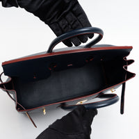 Hermes Blue Indigo and Rouge Epsom Leather Contour Birkin 35