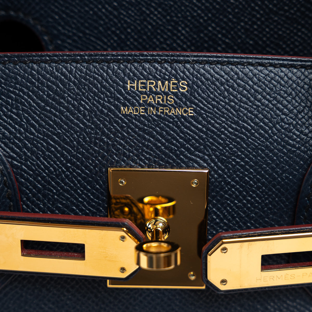 Hermes Blue Indigo and Rouge Epsom Leather Contour Birkin 35