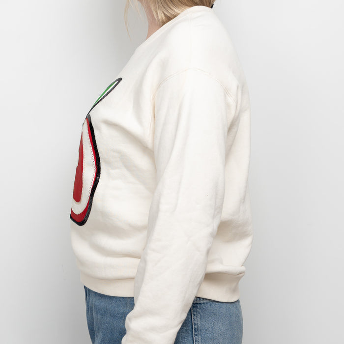 Gucci Cream Cotton Sequin GG Apple Sweater Size XS