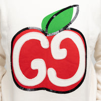 Gucci Cream Cotton Sequin GG Apple Sweater Size XS