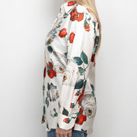 Dolce & Gabbana White Silk Floral Print Button Up Size 44