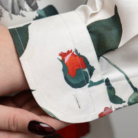 Dolce & Gabbana White Silk Floral Print Button Up Size 44