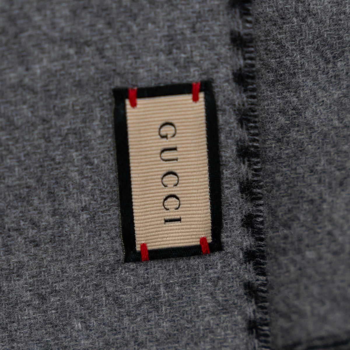 Gucci Grey and Black Wool Cashmere GG Scarf