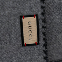 Gucci Grey and Black Wool Cashmere GG Scarf