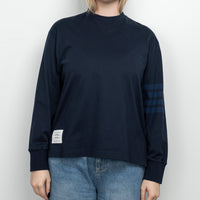 Thom Browne Navy Cotton Tonal 4 Bar Unisex Sweater Size 40