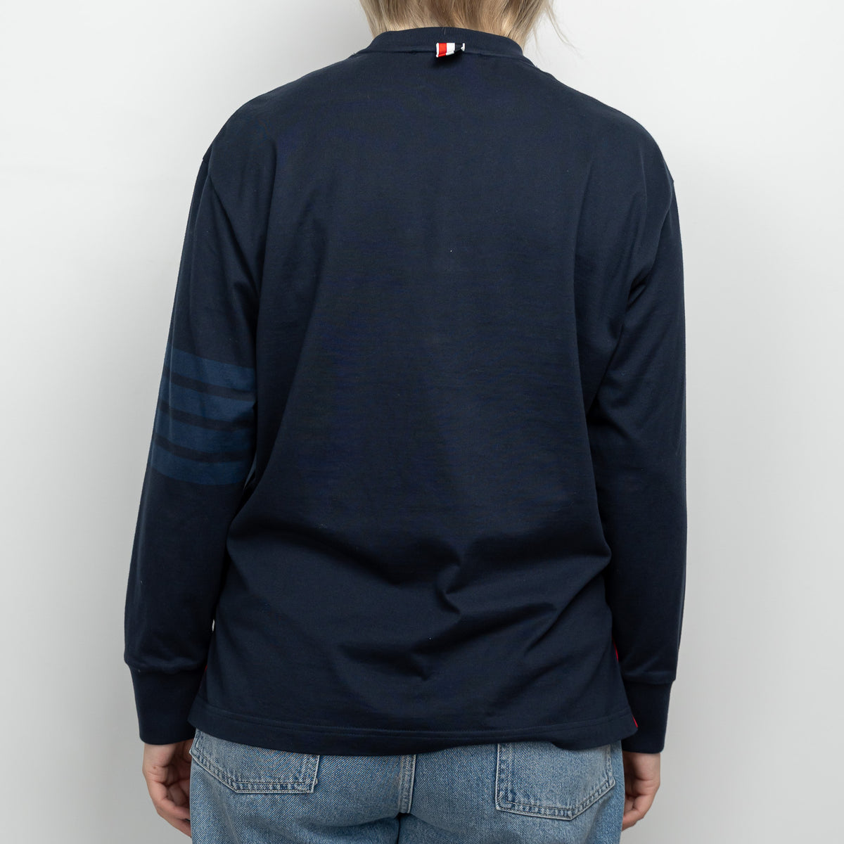 Thom Browne Navy Cotton Tonal 4 Bar Unisex Sweater Size 40