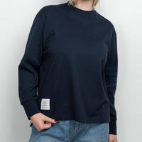 Thom Browne Navy Cotton Tonal 4 Bar Unisex Sweater Size 40