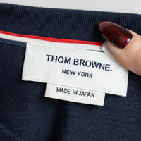 Thom Browne Navy Cotton Tonal 4 Bar Unisex Sweater Size 40