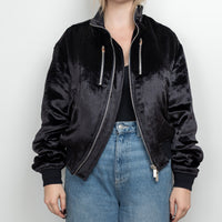 Dior Black Textured Fabric Bomber Jacket Size 50