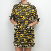 Gucci Yellow Multicolour Tweed Dress Size S