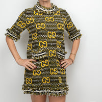 Gucci Yellow Multicolour Tweed Dress Size S