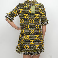 Gucci Yellow Multicolour Tweed Dress Size S
