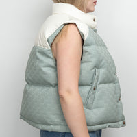 Gucci White Nylon and Blue GG Canvas Puffer Down Vest Size 42