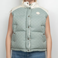 Gucci White Nylon and Blue GG Canvas Puffer Down Vest Size 42