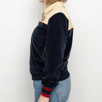 Gucci Beige Cotton and Navy Corduroy Bomber Jacket Size S