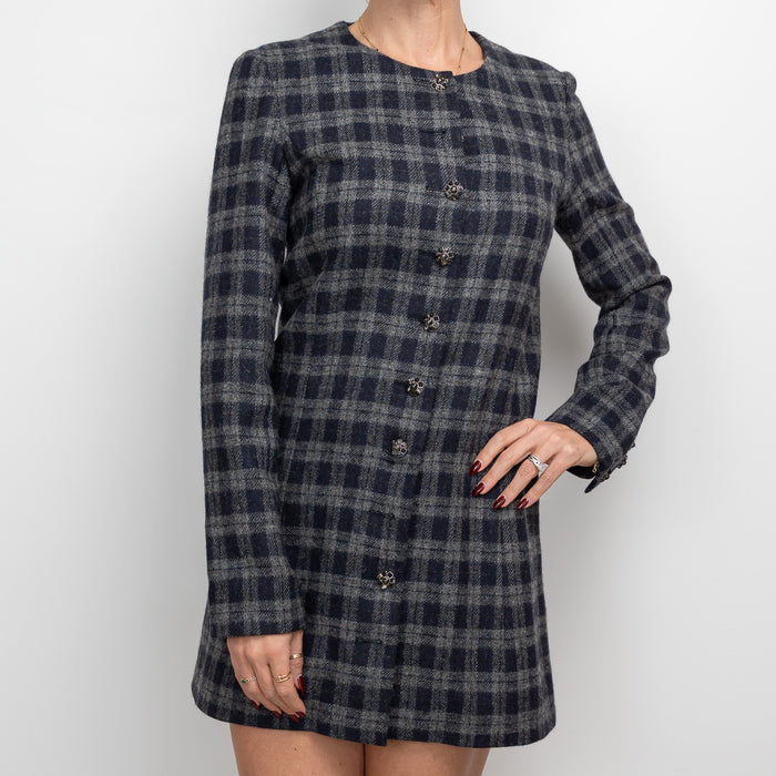 Pre-Loved Chanel™ Grey Tweed Button Up Dress Size 38