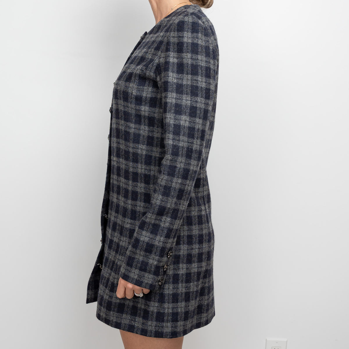 Pre-Loved Chanel™ Grey Tweed Button Up Dress Size 38