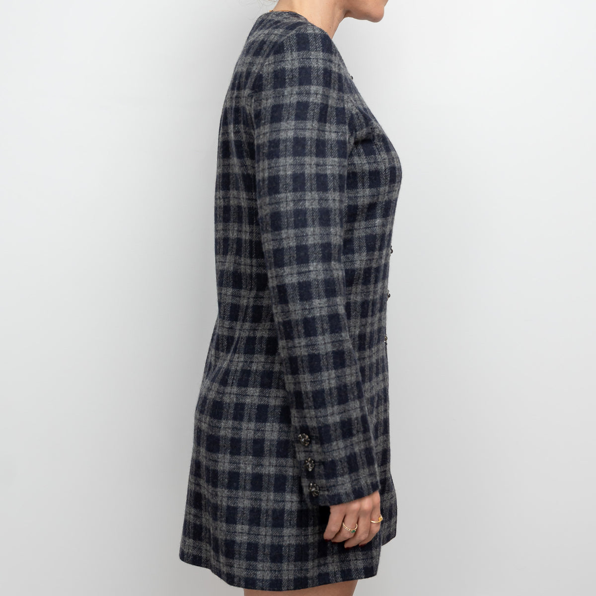 Pre-Loved Chanel™ Grey Tweed Button Up Dress Size 38