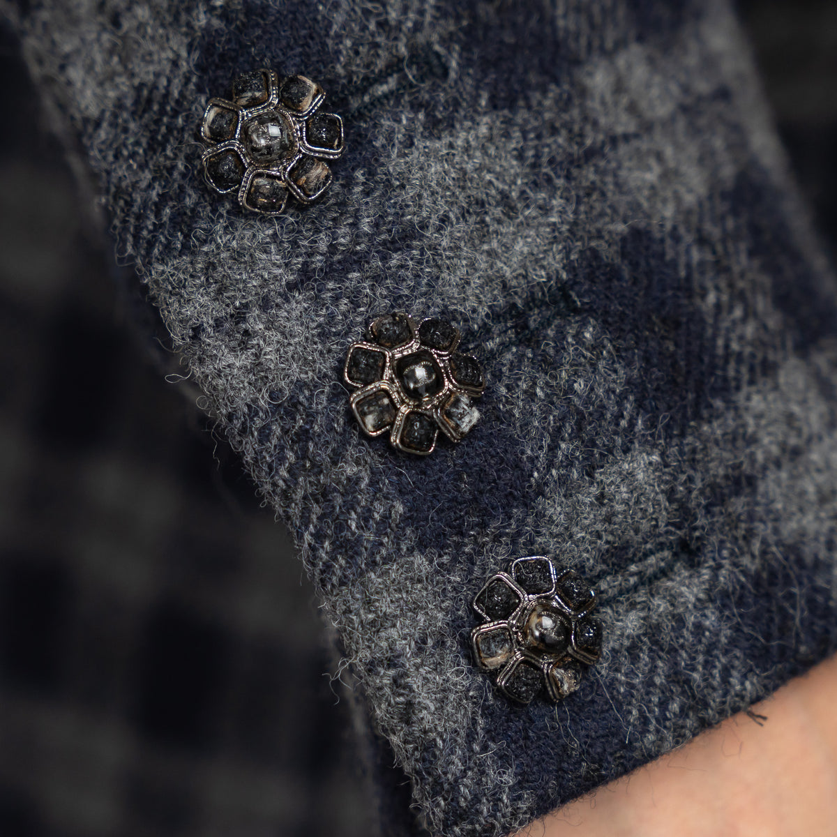 Pre-Loved Chanel™ Grey Tweed Button Up Dress Size 38