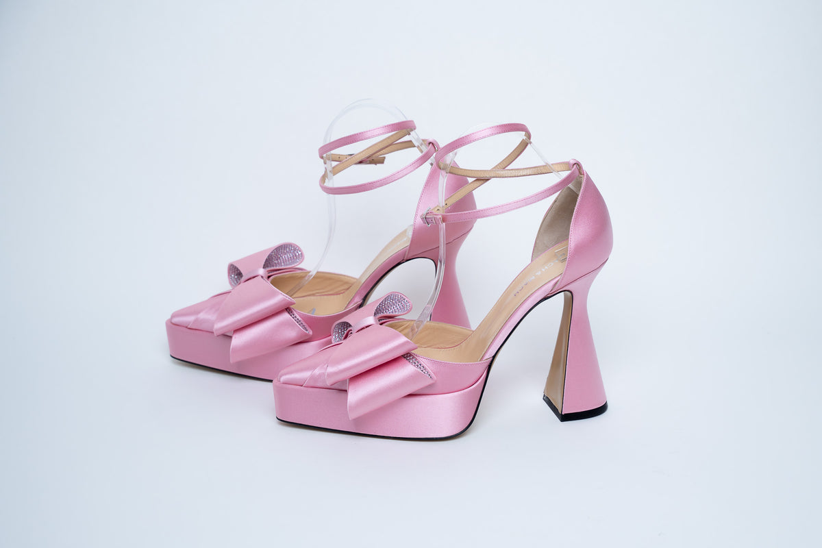 Mach & Mach Pink Satin Bow Heels Size 40