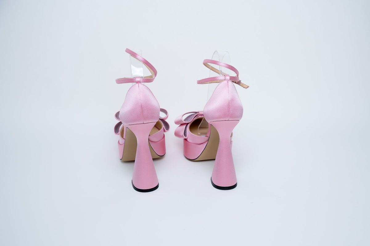 Mach & Mach Pink Satin Bow Heels Size 40