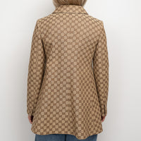 Gucci Beige GG Supreme Monogram Canvas Long Jacket Size 40
