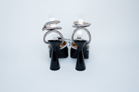 Mach & Mach Black Patent Heels with Crystal Embellished Bow and Ankle Strap Size 40