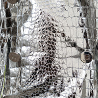 Balman Metallic Silver Embossed Croc Fabric Trench Coat Size 38