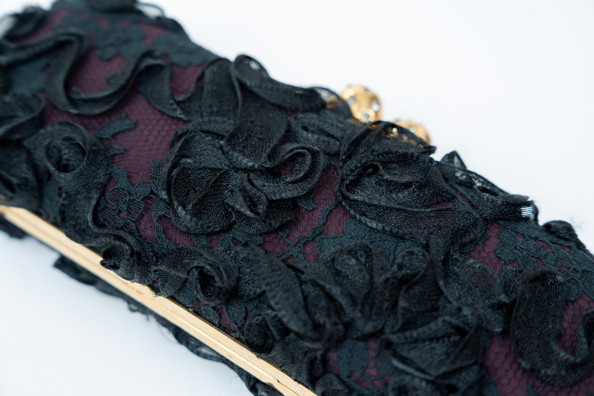 Alexander McQueen Lace Clutch with Gold Details
