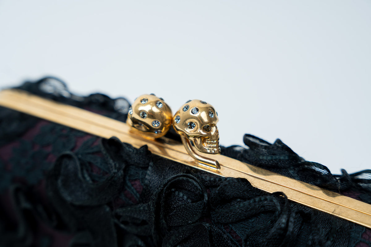 Alexander McQueen Lace Clutch with Gold Details
