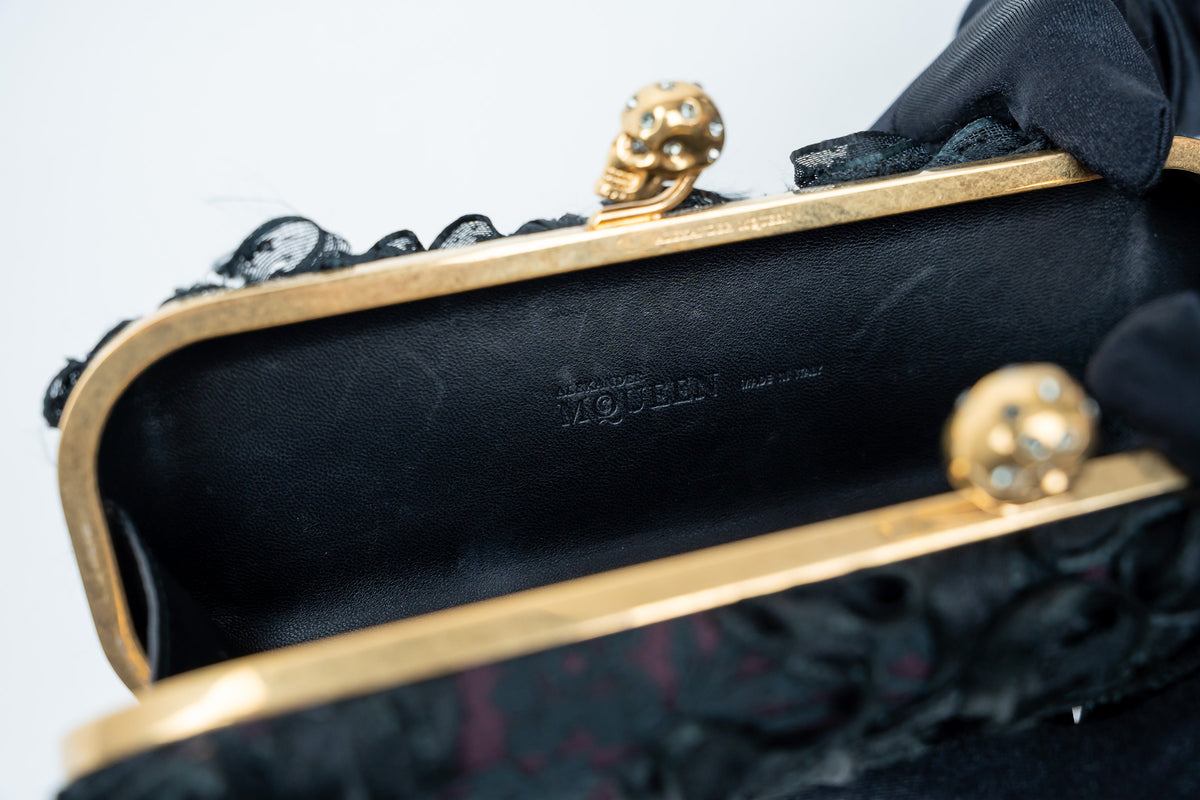 Alexander McQueen Lace Clutch with Gold Details
