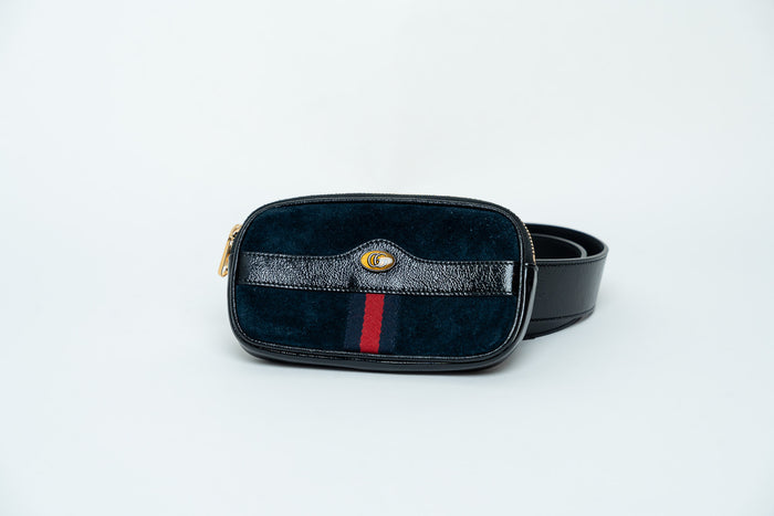 Gucci "Ophidia" Belt Bag In Suede and Patent Leather