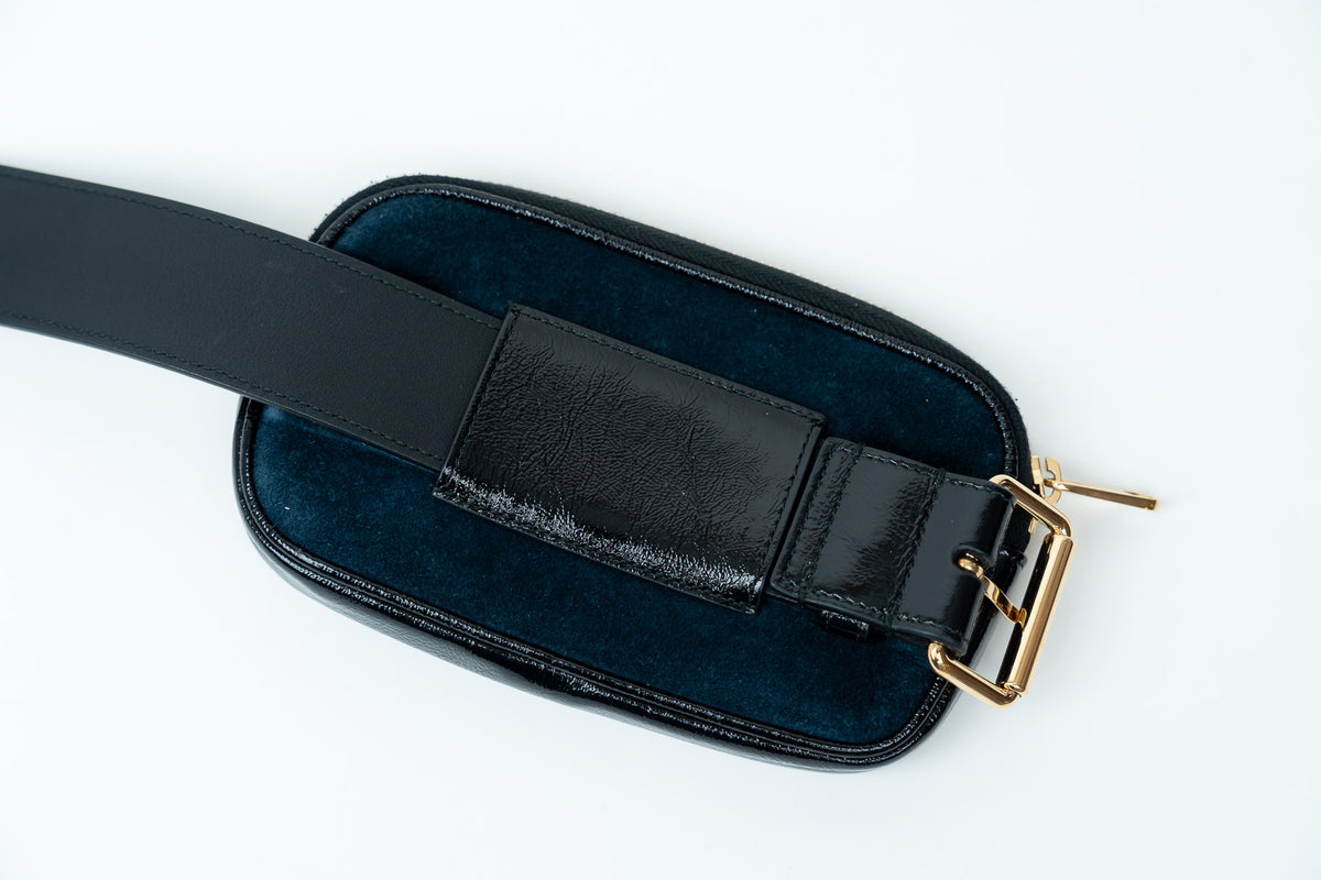 Gucci "Ophidia" Belt Bag In Suede and Patent Leather