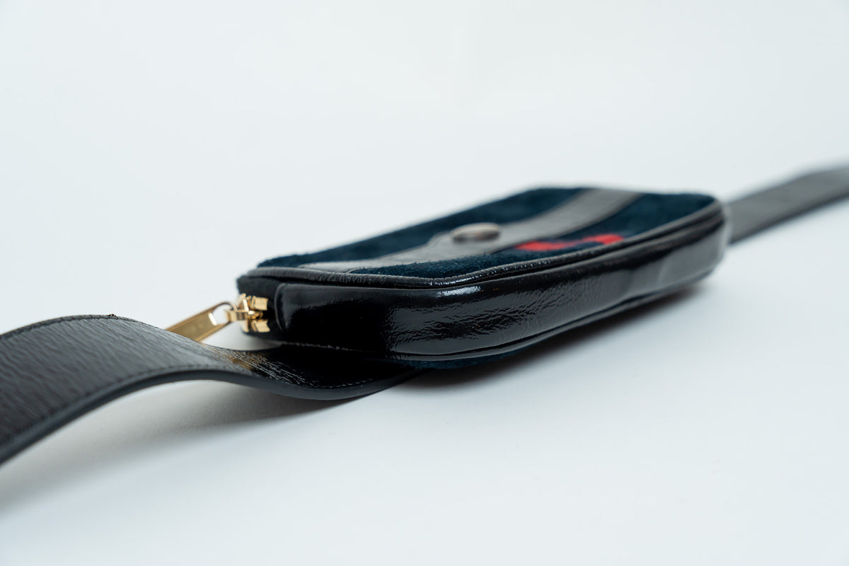 Gucci "Ophidia" Belt Bag In Suede and Patent Leather