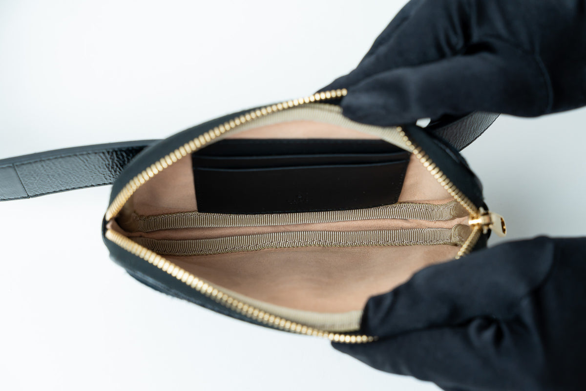 Gucci "Ophidia" Belt Bag In Suede and Patent Leather