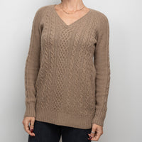 Loro Piana Tan Cashmere Knit Sweater With Circle Scarf Size 40