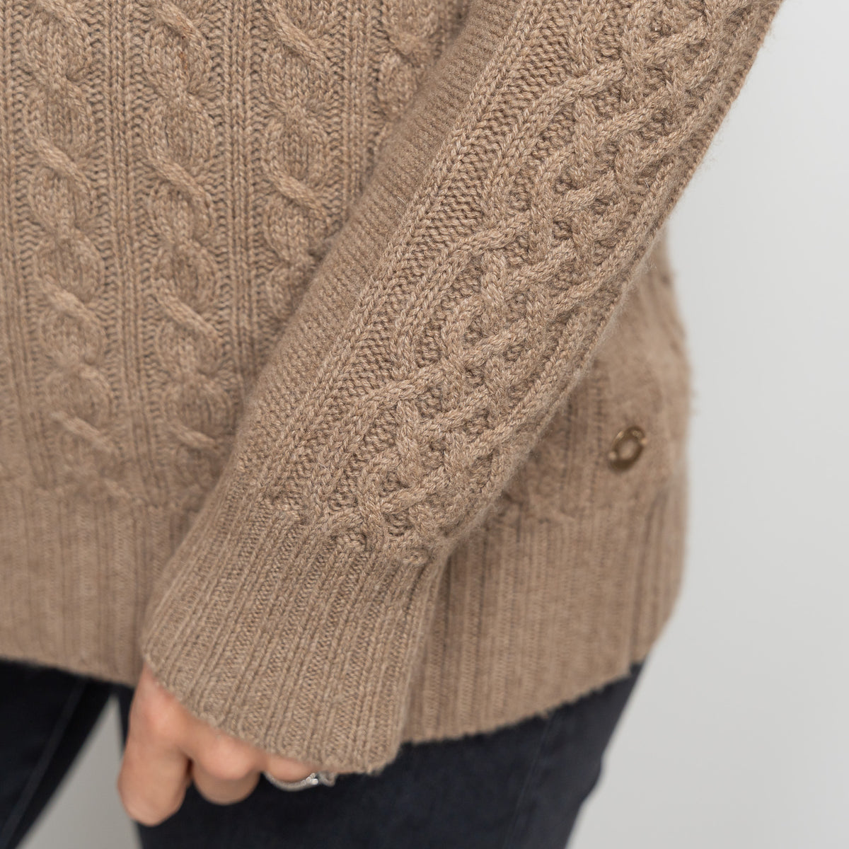 Loro Piana Tan Cashmere Knit Sweater With Circle Scarf Size 40