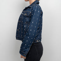 Gucci Navy Denim Crystal Studded Jacket Size 38